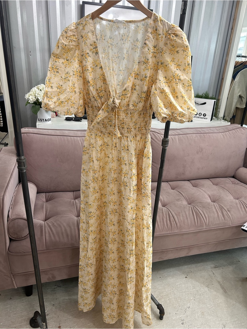 Priv - Yellow Tie Front Dress NWT Small